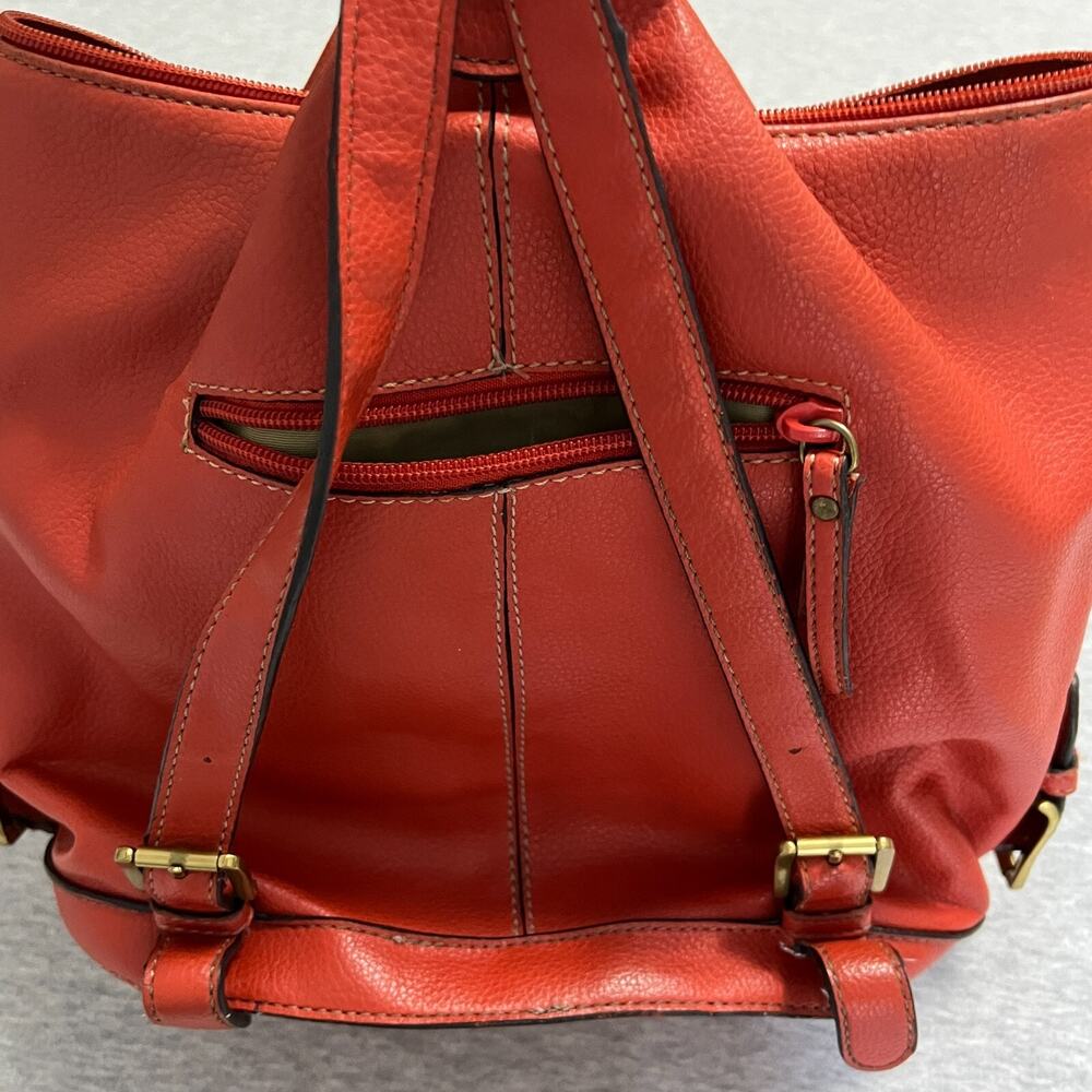 Vintage Nine West Backpack Bag PVC Vegan Faux Leather Orange 90's Pebbled - Picture 10 of 16